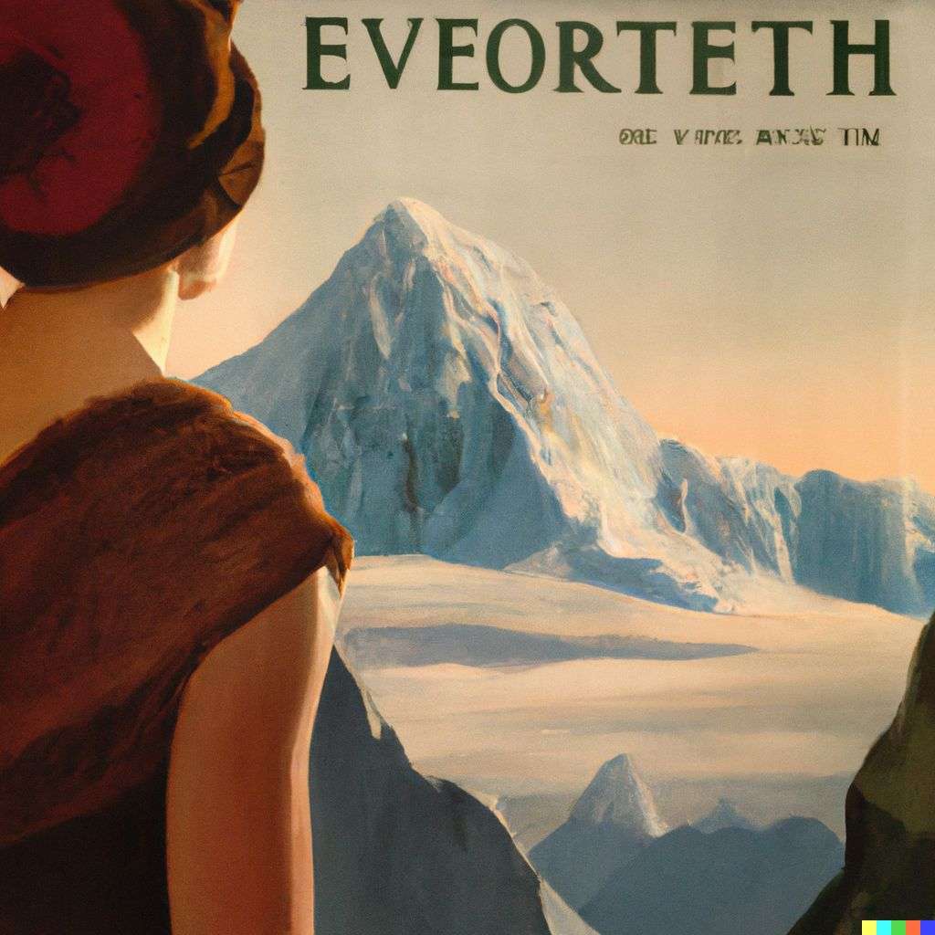 someone gazing at Mount Everest, front cover of Vogue, 1930